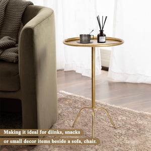 Round Bronze Pedestal Side Table, Set of 2