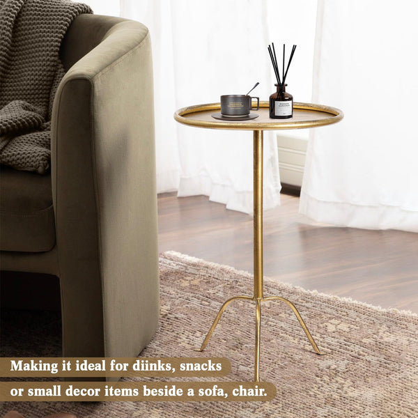 Round Bronze Pedestal Side Table, Set of 2