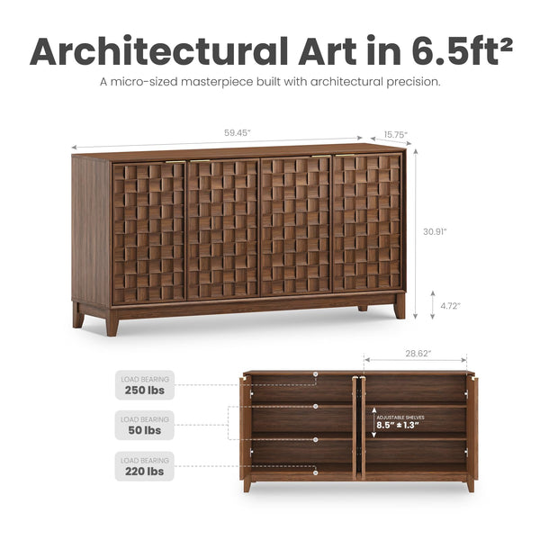 Fluted Sideboard Cabinet with Storage