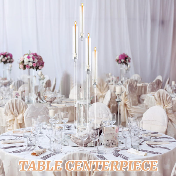 Acrylic Floor Candelabra with 4 Arms & Shades – Set of 6