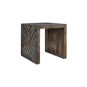 Rustic End Table with Diamond Pattern