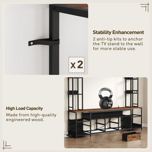 Large Entertainment Center with LED Lighting & Power Outlets