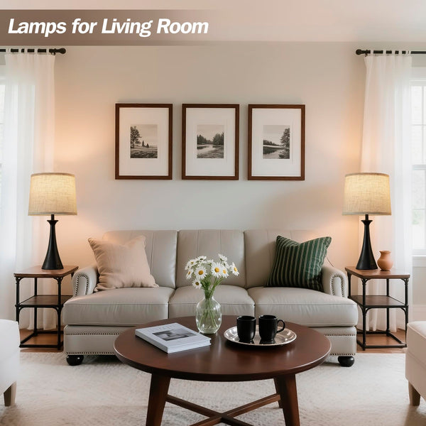 Touch Table Lamps Set of 2 – 21", USB C+A Ports, 3-Way Dimmable