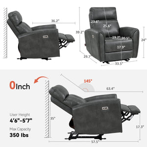 Power Small Recliner Chair with USB Charging & Lumbar Support
