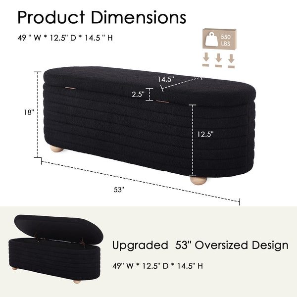 Storage Ottoman Bench with Hidden Storage & Safety Hinge