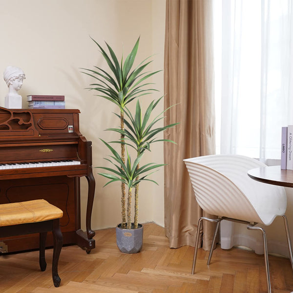 Artificial Agave Tree 5.3 Ft with 3 Trunks – Indoor Outdoor Fake Plant