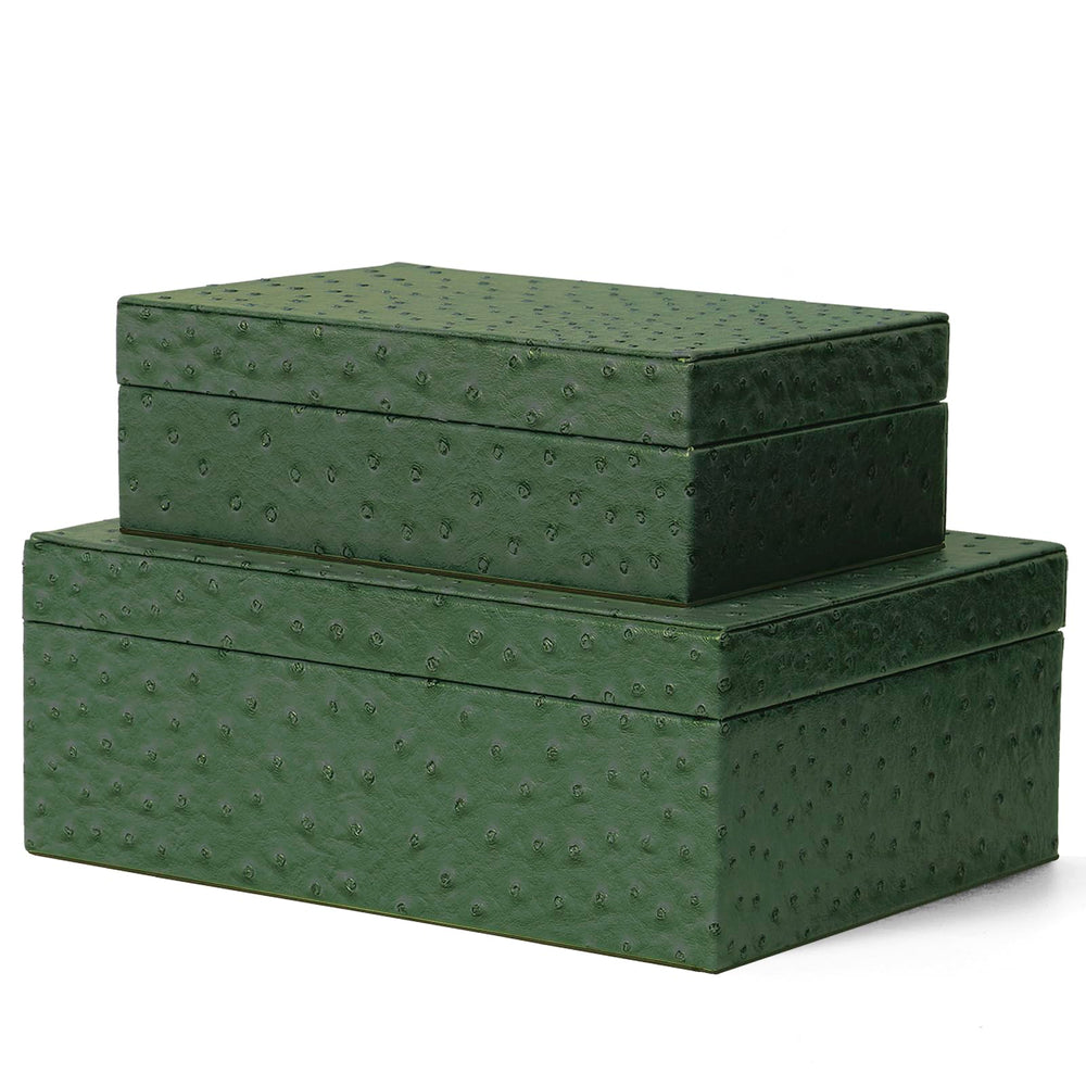 Decorative Storage Boxes Set of 2 with Lids – Faux Leather Nesting Jewelry & Keepsake Boxes