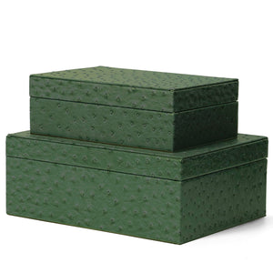 Decorative Storage Boxes Set of 2 with Lids – Faux Leather Nesting Jewelry & Keepsake Boxes