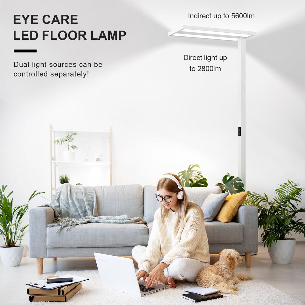 76" Motion Sensor Floor Lamp – 105W Dimmable LED, Full Spectrum, 8400LM