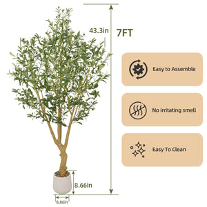 7 ft Artificial Olive Tree with Faux Olives