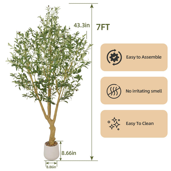 7 ft Artificial Olive Tree with Faux Olives