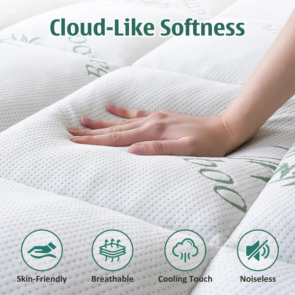 Cooling Memory Foam Mattress Topper with Bamboo Cover