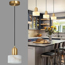 Marble Cylinder Pendant Light – Brass & Stone Shade