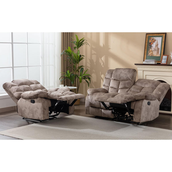 Manual Recliner Sofa Set – 4-Seat Fabric Living Room Set