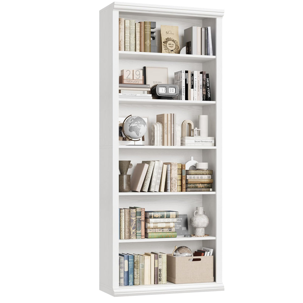 6-Tier Tall Bookcase with Wide Shelves – 27.5" W Freestanding Bookshelf