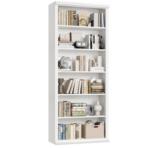 6-Tier Tall Bookcase with Wide Shelves – 27.5" W Freestanding Bookshelf
