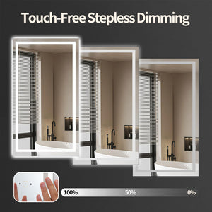 LED Bathroom Vanity Mirror with Lights, Anti-Fog, Dimmable, Hand Wave, Tempered Glass