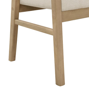 Upholstered Loveseat Sofa with Cane Backrest & Rubberwood Frame