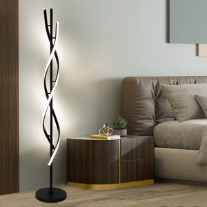 Modern Spiral LED Floor Lamp with Remote Control – 30W Dimmable, 3 Color Temperatures, 53 Inch