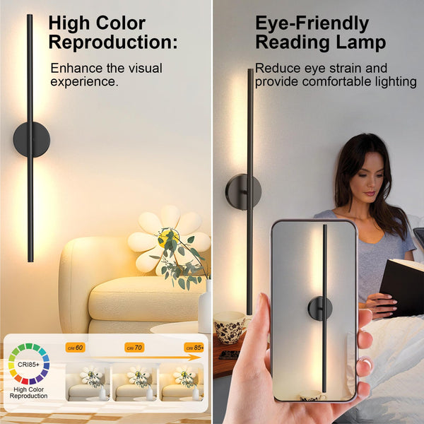 Battery Operated Wall Sconces Set of 2 – Dimmable LED Wall Lights with Remote
