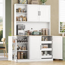 Kitchen Pantry Storage Cabinet with Microwave Stand