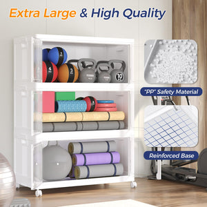 250-Gallon 5-Tier Stackable Storage Cabinet with Wheels and Clear Doors