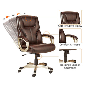 Executive High Back Office Chair with Padded Armrests & 360° Swivel
