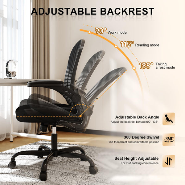 Ergonomic High Back Mesh Office Chair with Flip-Up Arms