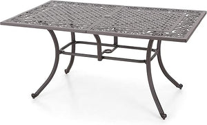 Round Cast Aluminum Outdoor Dining Table with Umbrella Hole