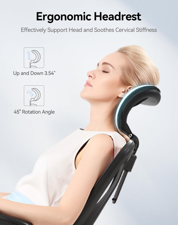 High Back Ergonomic Mesh Office Chair with Adjustable Headrest & Lumbar Support