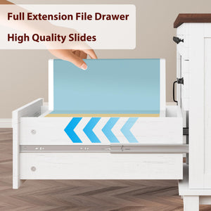 60-Inch Executive Desk with File Drawers & Charging Station