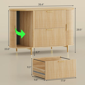 2-Drawer Filing Cabinet with Sliding Door Storage