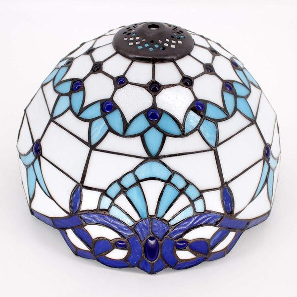 Tiffany Style Stained Glass Table Lamp – White Navy Blue Baroque