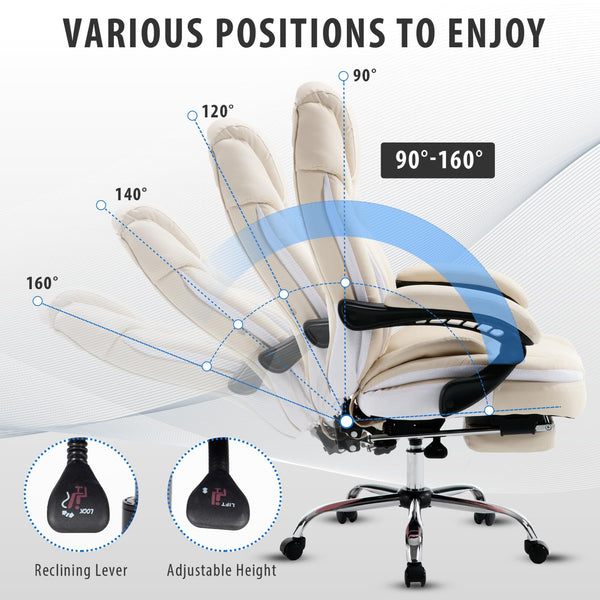 Ergonomic Reclining Office Chair with Footrest