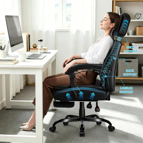 Ergonomic High-Back Executive Office Chair with Footrest — 400 lbs Capacity