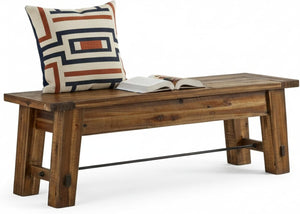 60-Inch Solid Wood Entryway & Dining Bench – Rustic Industrial Style