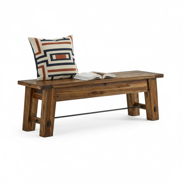 60-Inch Solid Wood Entryway & Dining Bench – Rustic Industrial Style