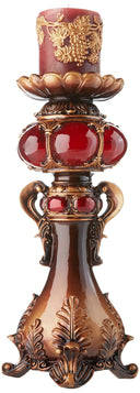 Burgundy Polyresin Pillar Candle Holder, 16"H