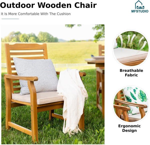 Expandable Acacia Wood Outdoor Dining Table Set with Chairs