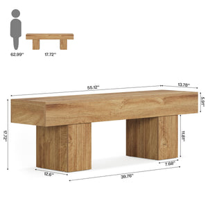 55" Farmhouse Entryway Bench – Engineered Wood, Brown