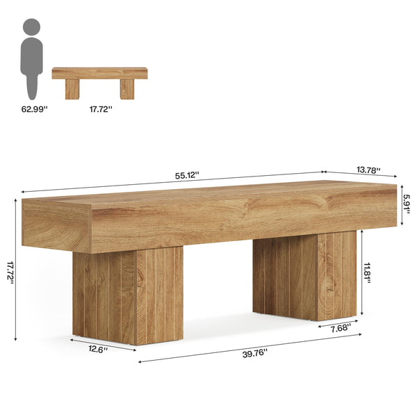 55" Farmhouse Entryway Bench – Engineered Wood, Brown
