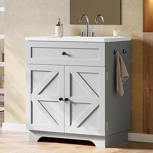 30-Inch Bathroom Vanity with Integrated Ceramic Sink