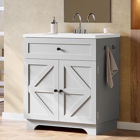 30-Inch Bathroom Vanity with Integrated Ceramic Sink
