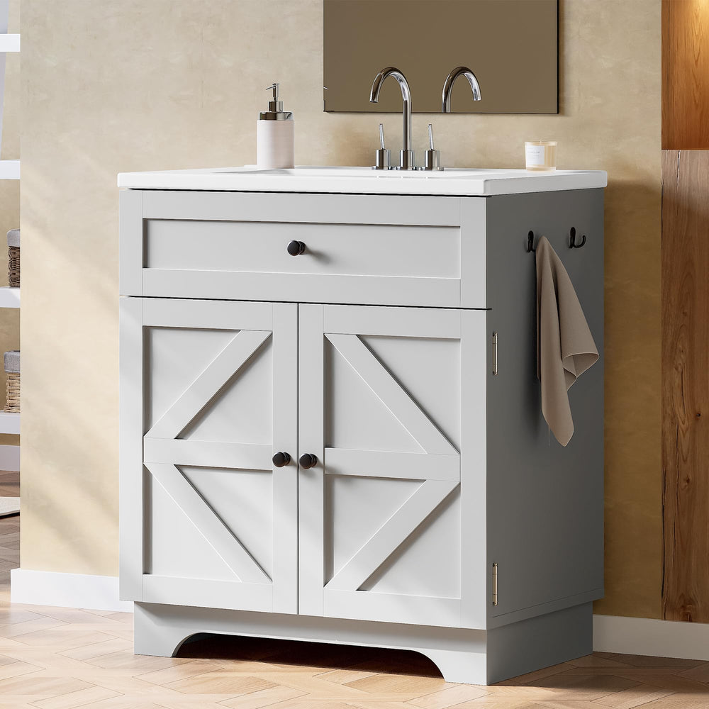 30 Inch Farmhouse Bathroom Vanity with Ceramic Sink