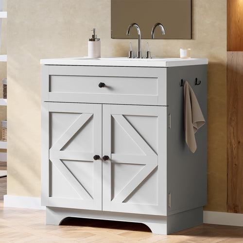 30 Inch Farmhouse Bathroom Vanity with Ceramic Sink