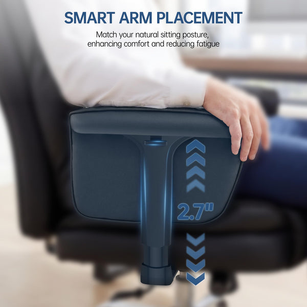 Big & Tall High-Back Leather Office Chair with Adjustable Lumbar Support