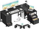 L-Shaped Corner Desk with Drawers & Power Outlet