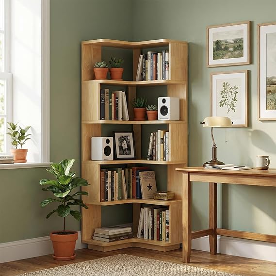 5-Tier L-Shaped Corner Bookshelf