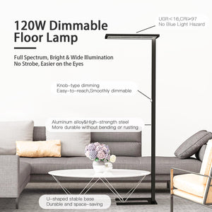 LED Floor Lamp 76" Tall – 120W, 9100LM, 4000K, Dimmable