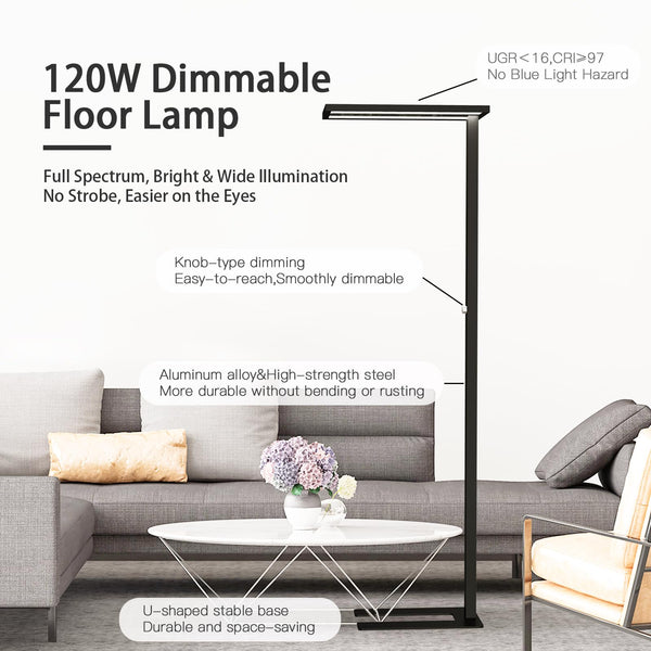 LED Floor Lamp 76" Tall – 120W, 9100LM, 4000K, Dimmable